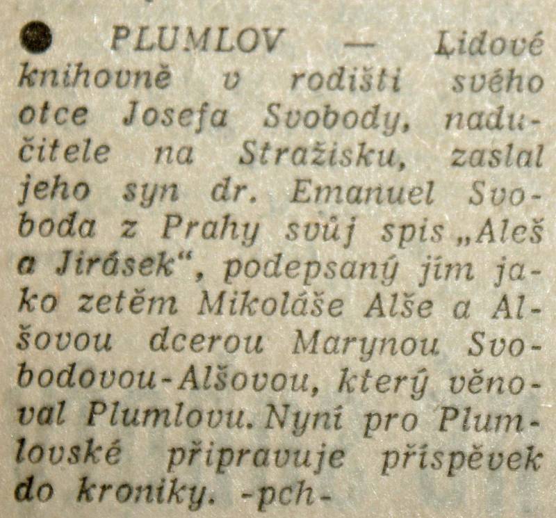 Výstřižek ze Stráže lidu z roku 1966