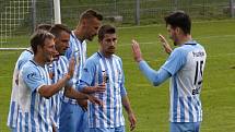 Fotbalisté Prostějova (v modro-bílém) porazili Vítkovice 4:1.