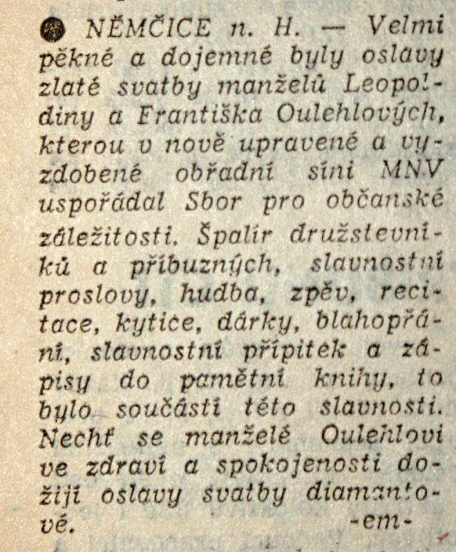 Výstřižek ze Stráže lidu z roku 1966