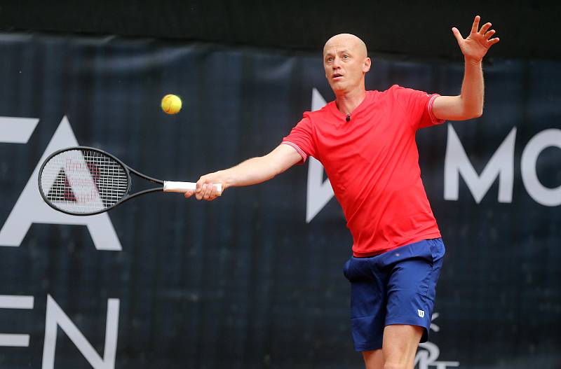 Radek Štěpánek, Ctislav Doseděl, Petr Pála a Pavel Vízner v exhibiční čtyřhře na Moneta Czech Open.