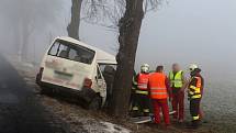 Tragická hromadná nehoda na kluzké silnicie mezi Němčicemi nad Hanou a Prostějovem 13. února 2014