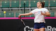 Trénink na Fed cup na centrálním dvorci v Prostějově.