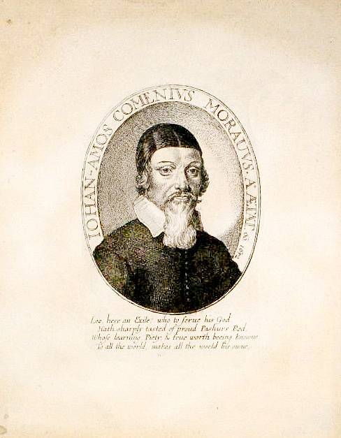 eorge Glover - Jan Amos Komenský, A Reformation of Scholees, ryto v Londýně v roce 1642 (Praha, Národní knihovna České republiky) – nejstarší známé a dochované vyobrazení Komenského