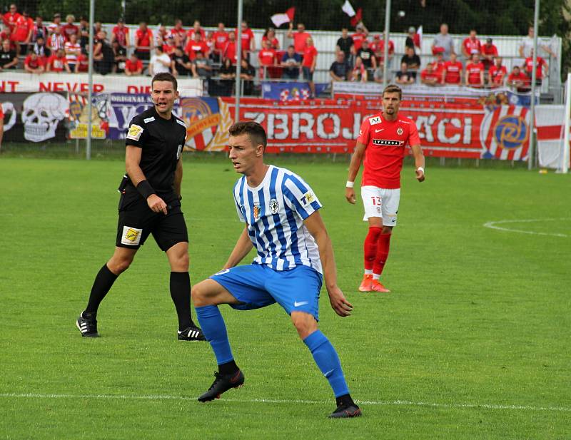 Prostějov ve druhé lize překvapivě porazil Brno 2:0. Rozhodčí Dorušák, Jakub Kopřiva