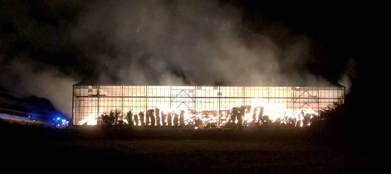 Požár skladovací haly v Protivanově