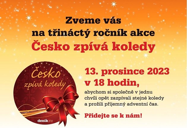 Letošní akce Česko zpívá koledy se uskuteční ve středu 13. prosince 2023.