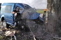 V pondělí dopoledne došlo k tragické nehodě na silnici mezi Olšany u Prostějova a Studencem. 26.2. 2024. Foto: HZS Olomouckého kraje, se svolením