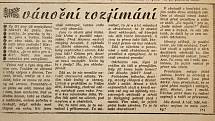 Výstřižek z vánočního vydání prostějovské Stráže lidu z roku 1961