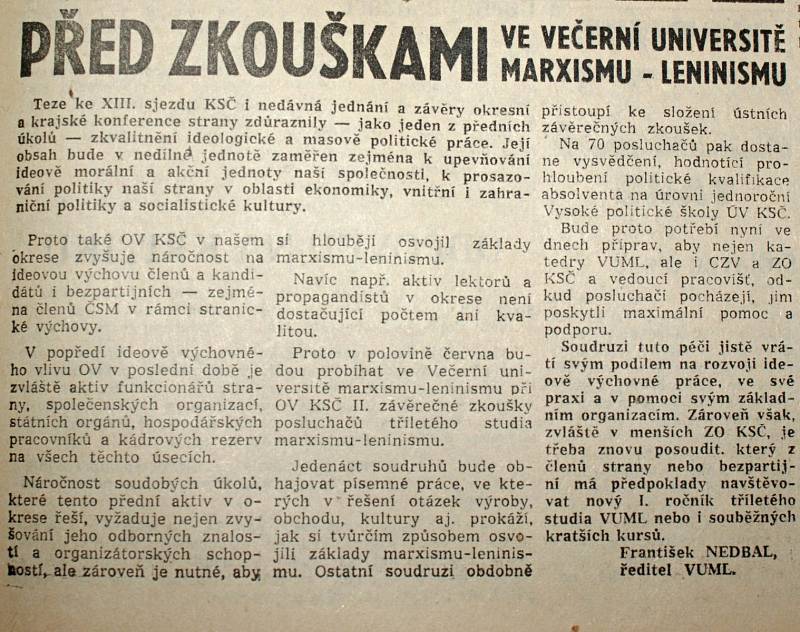 Výstřižek ze Stráže lidu z roku 1966