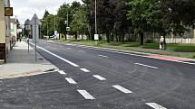 Rekonstruovaná Vrahovická ulice v úseku od náměstí Padlých hrdinů po křižovatku s Janáčkovou ulicí, 9.6. 2022