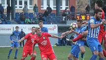 Fotbalisté 1. SK Prostějov (v modrém) v 15. kole MSFL porazili FC Viktorii Otrokovice 4:0