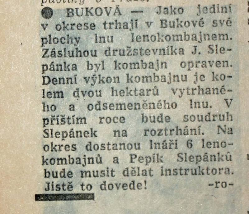 Výstřižek ze Stráže lidu z roku 1966