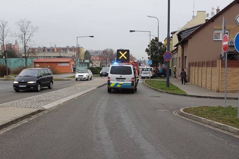 Nehoda dodávky a osobního auta v Olomoucké ulici v Prostějově