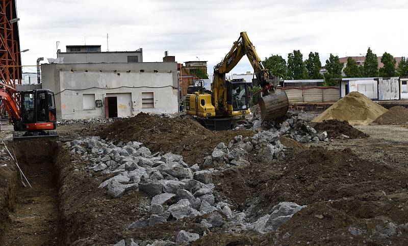 Výstavba hokejových šaten za zimním stadionem v Prostějově. 22.6. 2020