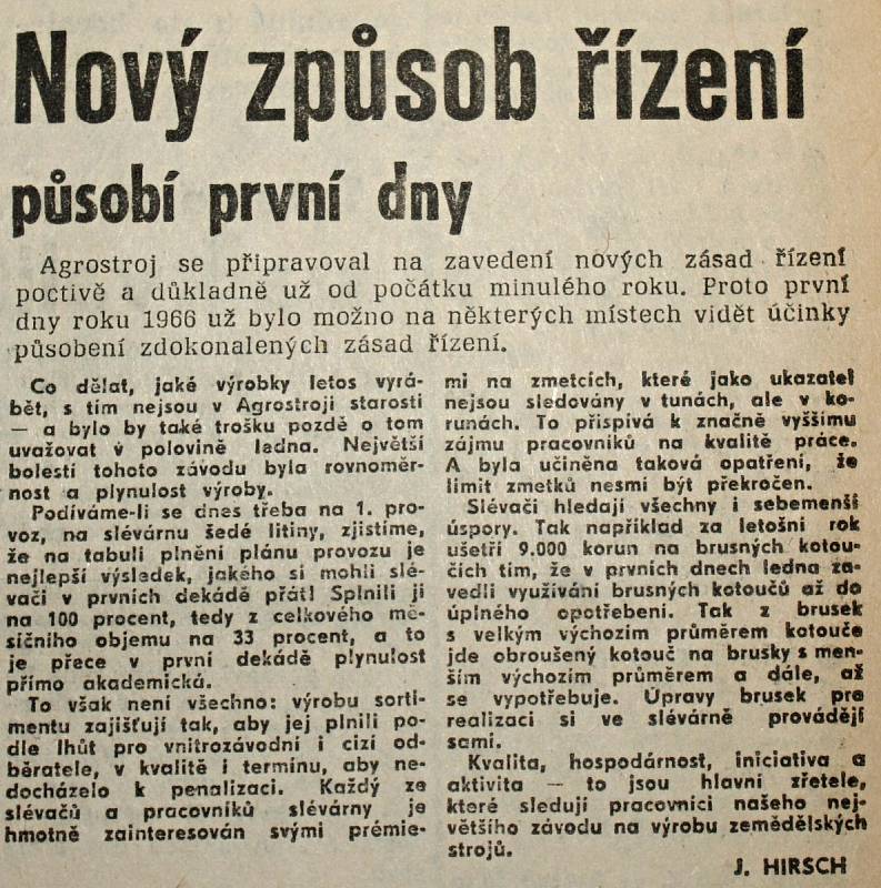 Výstřižek ze Stráže lidu z roku 1966