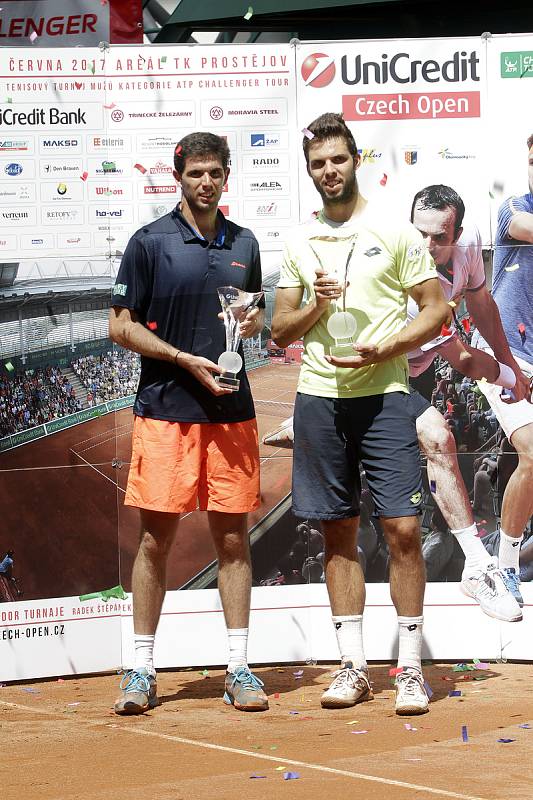 V Prostějově proběhlo finále dvouhry turnaje Czech Open, z vítězství se radoval Jiří Veselý. Federico Delbonis (vlevo)