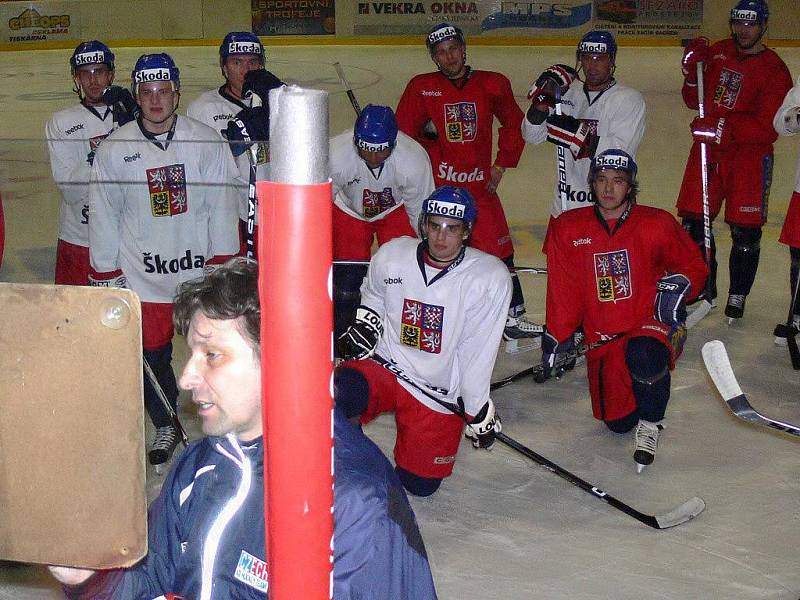 Hokejová reprezentace na treninku 