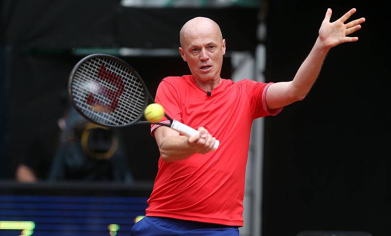 Radek Štěpánek, Ctislav Doseděl, Petr Pála a Pavel Vízner v exhibiční čtyřhře na Moneta Czech Open.