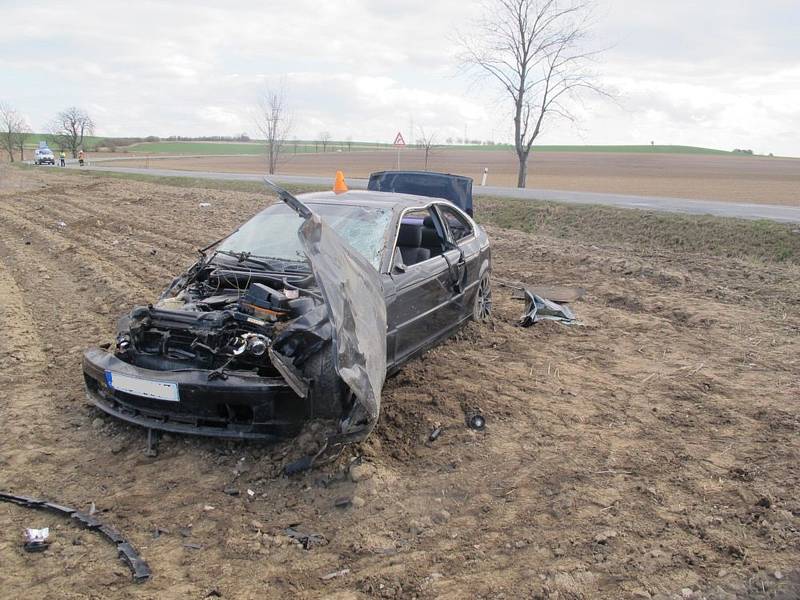 Bouračka BMW mezi Ohrozimí a Vícovem 8. 3. 2020