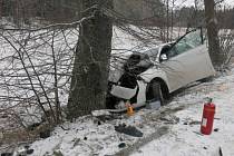 V pátek odpoledne prožil děsivé chvilky mladý řidič, který skončil u Pohory ve stromu. 19.1. 2024