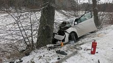 V pátek odpoledne prožil děsivé chvilky mladý řidič, který skončil u Pohory ve stromu. 19.1. 2024