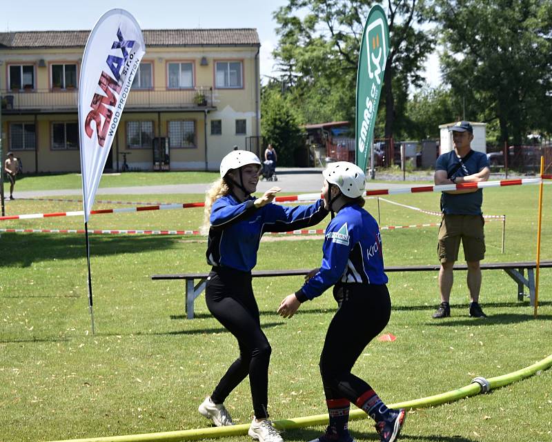 Okresní dětská liga Prostějovska v požárním útoku za sebou má 6. závod v Olšanech u Prostějova. 26.6. 2022