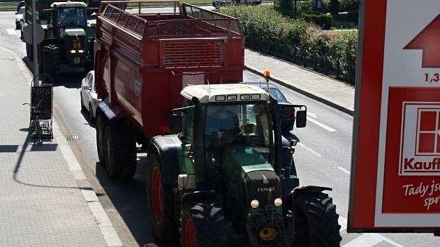 Protest zemědělců v centru Prostějova