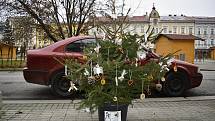 Centrální prostějovské náměstí se halí do vánočního hávu. Ozdobený už je vánoční strom a desítky malých smrčků. 26.11. 2020