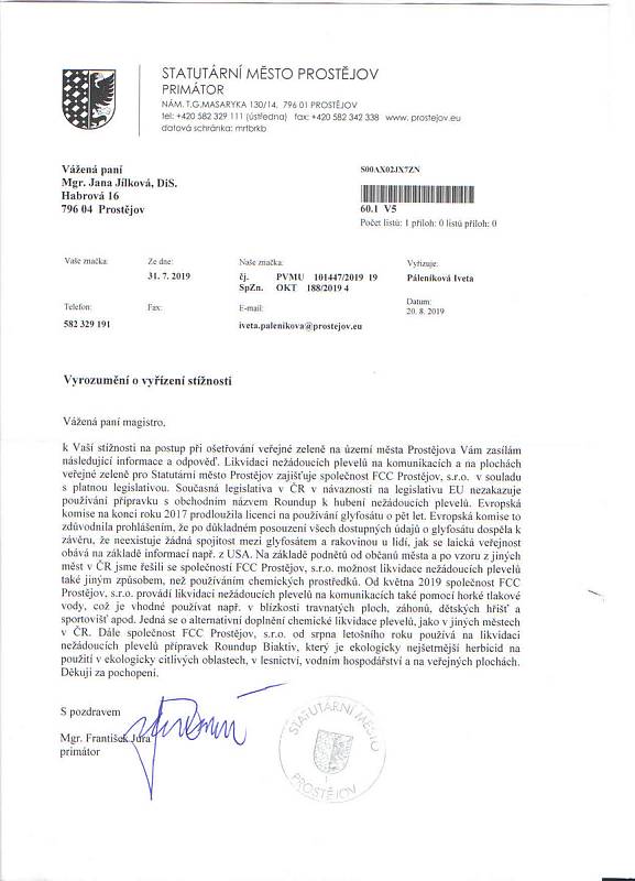 V Prostějově se podepisuje petice proti používání herbicidů.