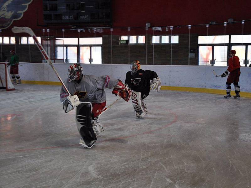 Tým hokejových Jestřábů absolvoval ve středu na zimním stadioně v Prostějově první tréninkovou přípravu na nastávající hokejovou sezonu