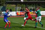 Fortuna Divize A - 7. kolo: FK Slavoj Český Krumlov (zelené dresy) - SK Petřín Plzeň 4:1 (1:0).