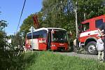 Nehoda autobusu u kaplického nádraží. 