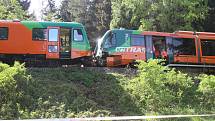 Ke srážce dvou vlaků došlo u Křemže na Českokrumlovsku 3. května 2018.