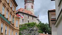 Český Krumlov o prodlouženém červencovém víkendu.