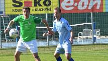 KP – dohrávka 17. kola: FK Protivín (modré dresy) – FK Slavoj Český Krumlov 1:3 (1:0).