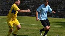 I.B třída (skupina A) - 5. kolo (4. hrané): SK Zlatá Koruna (modré dresy) - Vltavan Loučovice 1:1 (0:1).