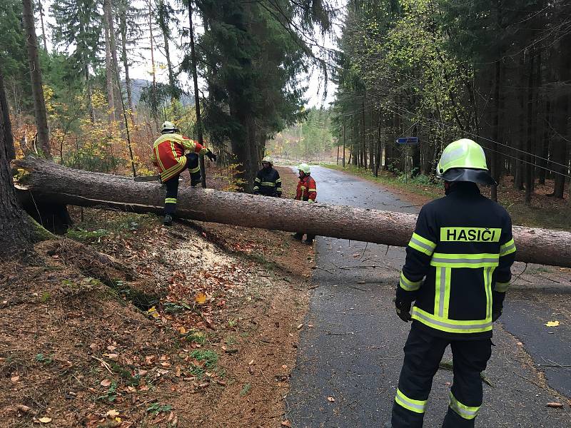 Dobrovolní hasiči z Benešova nad Černou v neděli zasahovali na všech směrech od Benešova. Stromy odstraňovali  v Klení, Ličově, Skalinách či ve Věrtelích.