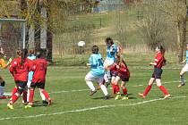 Fotbalová divize žen (skupina D) – 16. kolo: Spartak Kaplice (bledě modré dresy) – Platan Protivín 8:0 (5:0).