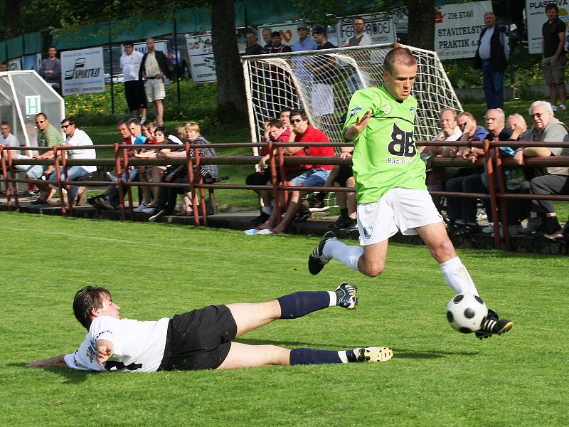Fotbalové utkání krajského přeboru mužů / FK Topmen Spartak Kaplice - Malše Roudné 2:2.
