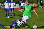 Ondrášovka KP muži – 6. kolo: FK Slavoj Český Krumlov (zelené dresy) – TJ Hluboká nad Vltavou 2:0 (2:0).