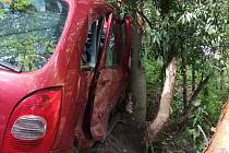 U Rožmberku narazilo auto do stromu, záchranáři přepravovali dva zraněné.