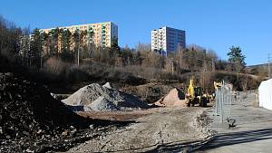 Příprava staveniště nové obytné čtvrti Krumlovský Vltavín