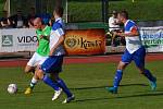 Ondrášovka KP muži – 6. kolo: FK Slavoj Český Krumlov (zelené dresy) – TJ Hluboká nad Vltavou 2:0 (2:0).