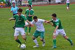 Fortuna divize A - 30. kolo: FK Slavoj Český Krumlov (zelené dresy) - SK Jankov 0:0, na penalty 4:5.