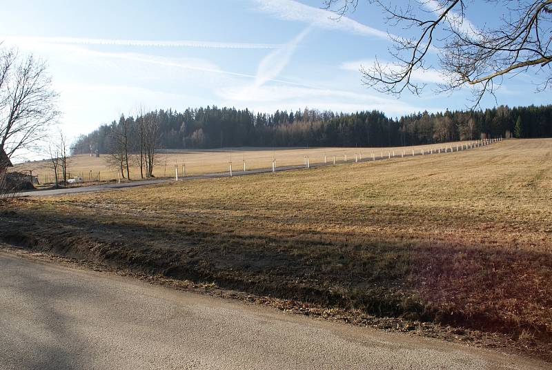 Cesta s třšňovou alejí k hrobu obětí transportu smrti je nová.