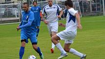 I.B třída - 2. kolo (1. hrané): Vltavan Loučovice (bílé dresy) - FC Šumava Frymburk 4:2 (0:1).