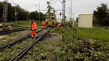 Železniční přejezd ve Velešíně je kvůli popadaným stromům a větvím uzavřen. Pracuje se na jeho zprůjezdnění.