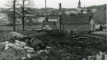 Pohled na Frymburk přes Vltavu v roce 1957.