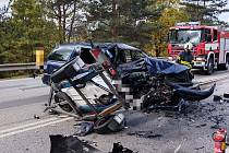 Hromadná nehoda u Kamenného Újezdu v sobotu 28. října.