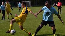 I.B třída (skupina A) - 5. kolo (4. hrané): SK Zlatá Koruna (modré dresy) - Vltavan Loučovice 1:1 (0:1).